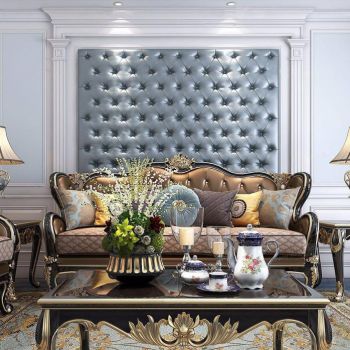 欧式奢华皮质沙发组合