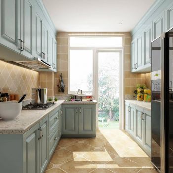 美式乡村薄荷绿橱柜组合