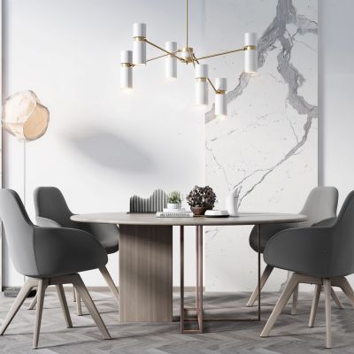 北欧简约圆形餐桌椅组合