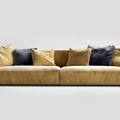 北欧黄色多人沙发