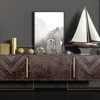 现代美式实木边柜组合