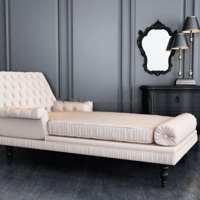 欧式贵妃椅边柜台灯镜子组