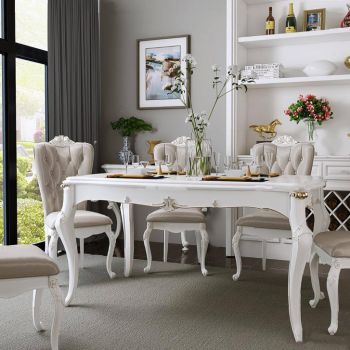 欧式白色餐桌组合