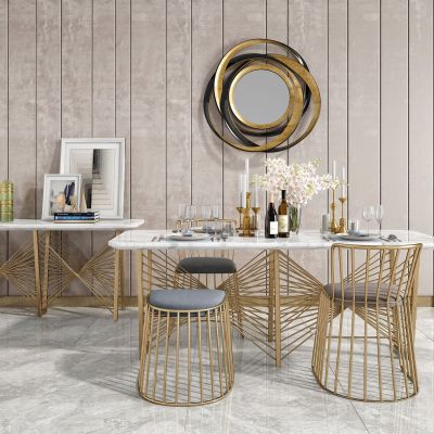 现代简欧混搭餐桌椅组合