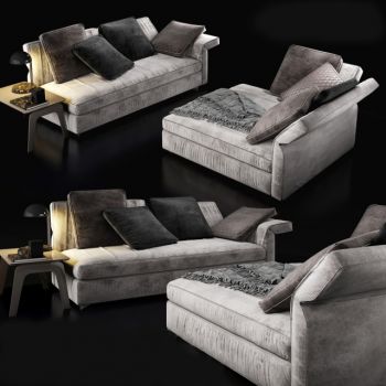 现代工业灰色双人沙发