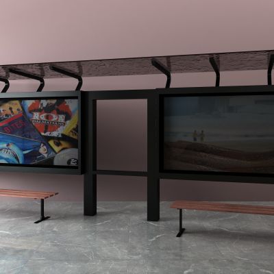 现代候车亭，公交车站3D模型