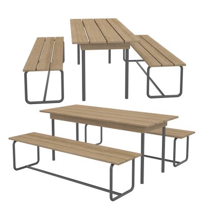 现代实木户外桌椅组合