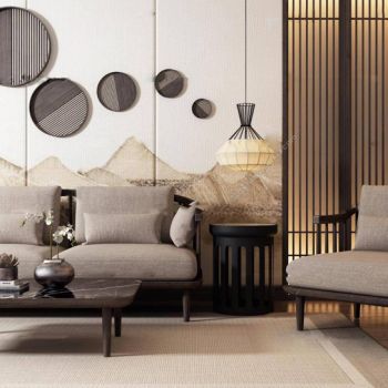 新中式实木沙发组合