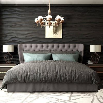 现代冷淡风双人床组合