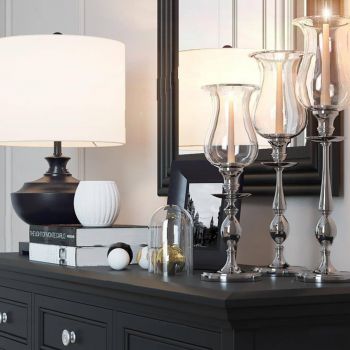 美式简约黑色梳妆台、烛台组合