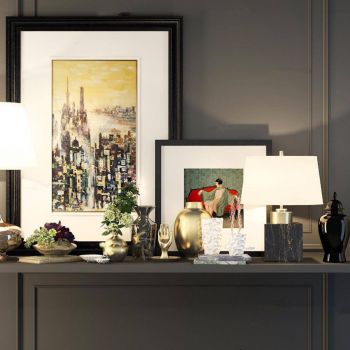 后现代复古花瓶挂画装饰品组合