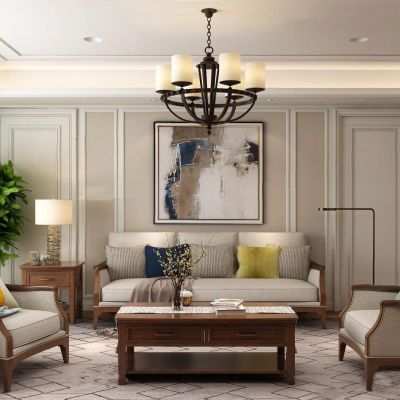 美式沙发茶几组合