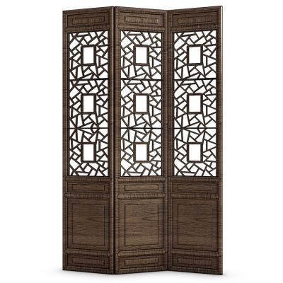 中式古典纯色镂空屏风东南亚风格