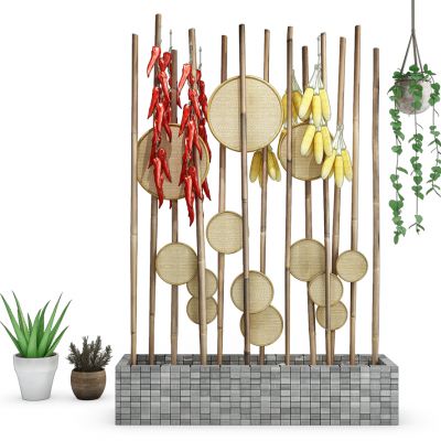 农家乐玉米辣椒竹竿屏风吊篮组合