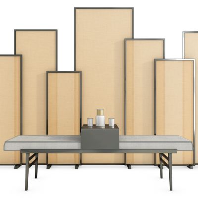 新中式屏风边柜组合