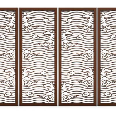 中式实木云纹屏风