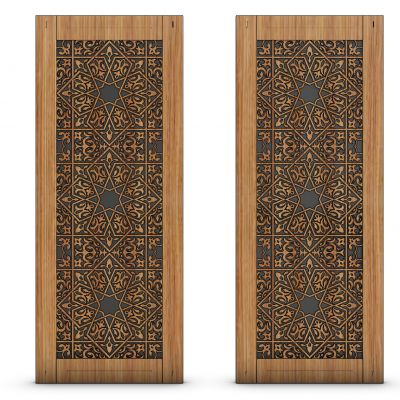 复古雕花镂空原木隔断金属