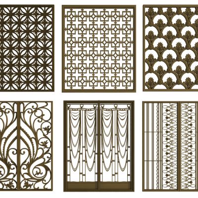 欧式雕花屏风隔断组合