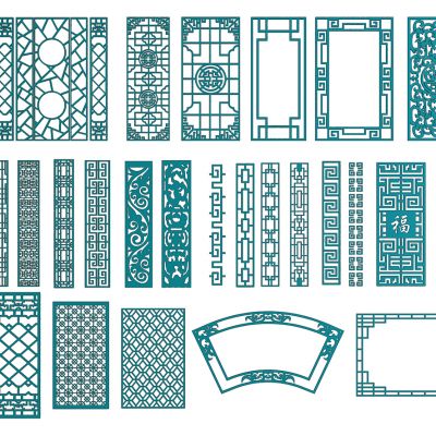 中式实木门窗花格组合
