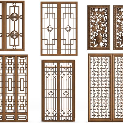 中式实木窗花门窗