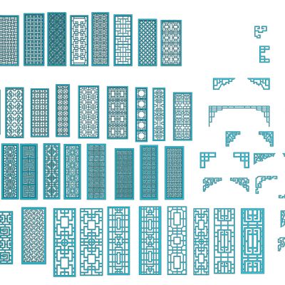 中式实木门窗花格组合