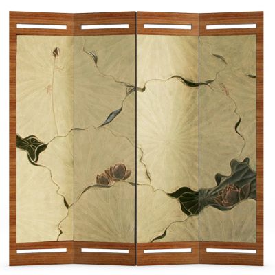 经典的中式荷花屏风