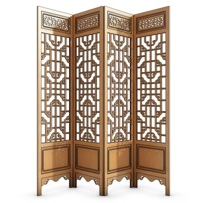中式古典花纹镂空屏风东南亚风格