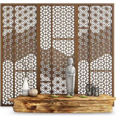 现代中式禅意摆件屏风