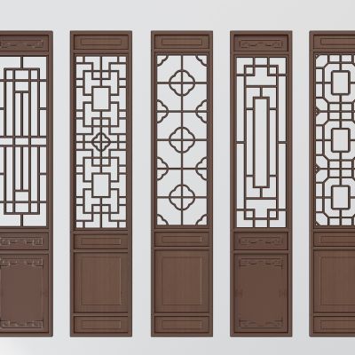 中式花格门窗隔断组合