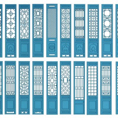 新中式花格屏风隔断组合