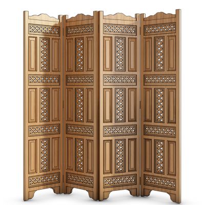 东南亚风格棕色原木镂空屏风东南亚风格