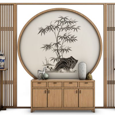 中式隔断装饰柜组合