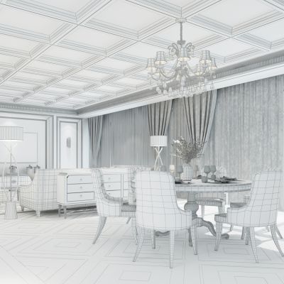 奢华简欧客厅餐厅