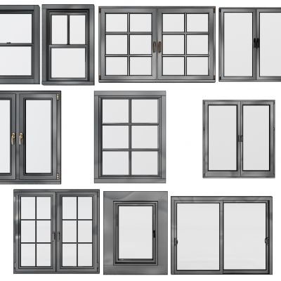 现代实木窗户组合