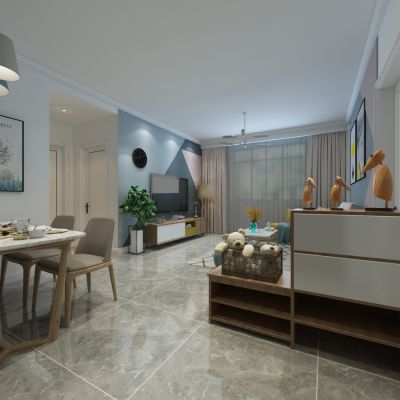 现代简约客餐厅  北欧 卡座 黑板