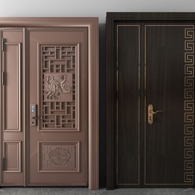 中式子母门，实木门