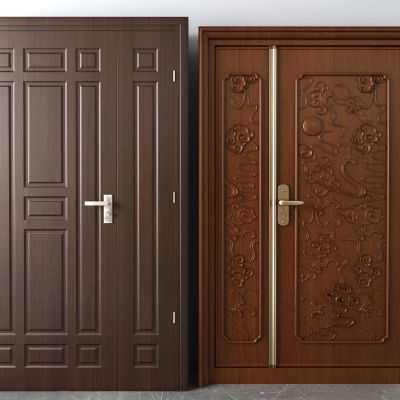 中式子母门，实木门