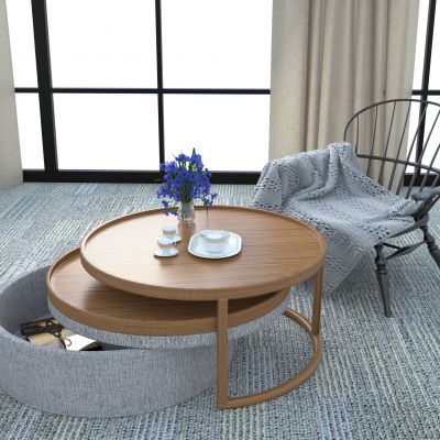 现代圆形可拆分茶几