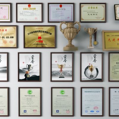 资质证书，奖杯，营业执照