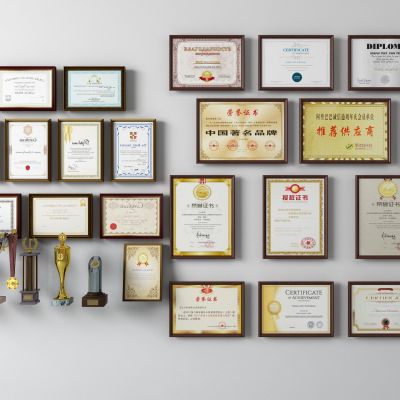资质证书，奖杯，营业执照