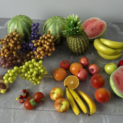 水果，西瓜，桃子，香蕉，葡萄，菠萝