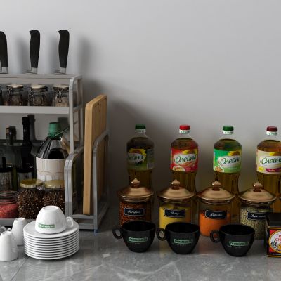 调料架，茶杯，食用油，佐料