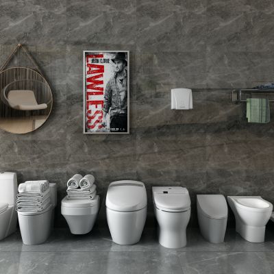 卫生间，马桶，毛巾架，镜子，干手机