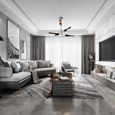 现代极简客厅餐厅