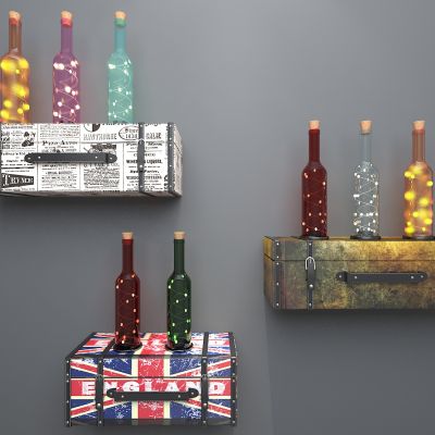 酒瓶灯皮箱置物架