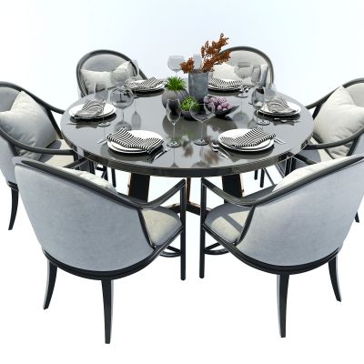 新中式餐桌椅碗碟组合