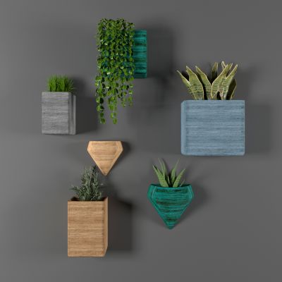 盆栽绿植背景墙饰