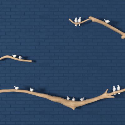 小鸟树枝背景墙饰