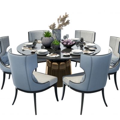 新中式餐桌椅碗碟组合