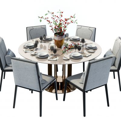 新中式餐桌椅碗碟组合